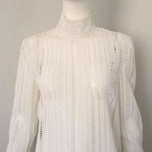 Leo & Lin white long sleeve lace shift Dress